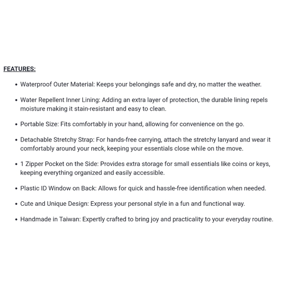 Waterproof Corgi ID Badge Card Holder Coin Purse W/ Stretchy Lanyard - Picture 5 of 9